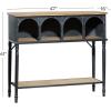 imageDeco 79 Metal Arched 2 Shelf 4 Cubby Console Table with Brown Wood Shelves 47quot x 16quot x 41quot BlackBlack