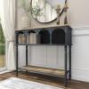 imageDeco 79 Metal Arched 2 Shelf 4 Cubby Console Table with Brown Wood Shelves 47quot x 16quot x 41quot BlackBlack