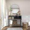 imageDeco 79 Metal Arched 2 Shelf 4 Cubby Console Table with Brown Wood Shelves 47quot x 16quot x 41quot BlackBlack