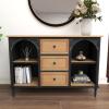 imageDeco 79 Metal Arched 2 Shelf 4 Cubby Console Table with Brown Wood Shelves 47quot x 16quot x 41quot BlackBrown