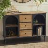 imageDeco 79 Metal Arched 2 Shelf 4 Cubby Console Table with Brown Wood Shelves 47quot x 16quot x 41quot BlackBrown
