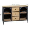 imageDeco 79 Metal Arched 2 Shelf 4 Cubby Console Table with Brown Wood Shelves 47quot x 16quot x 41quot BlackBrown