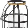 imageDeco 79 Metal Decorative Candle Lantern with Handle Set of 2 14quot 12quotH BlackBlack