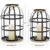 imageDeco 79 Metal Decorative Candle Lantern with Handle Set of 2 14quot 12quotH BlackBlack