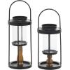 imageDeco 79 Metal Decorative Candle Lantern with Handle Set of 2 14quot 12quotH BlackBlack