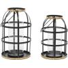 imageDeco 79 Metal Decorative Candle Lantern with Handle Set of 2 14quot 12quotH BlackBlack