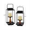 imageDeco 79 Metal Decorative Candle Lantern with Handle Set of 2 14quot 12quotH BlackBlack