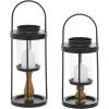 imageDeco 79 Metal Decorative Candle Lantern with Handle Set of 2 14quot 12quotH BlackBlack