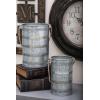 imageDeco 79 Metal Decorative Candle Lantern with Handle Set of 2 14quot 12quotH BlackGray