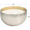 imageDeco 79 Metal Decorative Candle Vanilla Marshmallow Scented Hammered 30 oz 3 Wick Aromatherapy Candle with White Wax Wax Aromatherapy Candle 7quot x 7quot x 4quot Silver