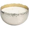 imageDeco 79 Metal Decorative Candle Vanilla Marshmallow Scented Hammered 30 oz 3 Wick Aromatherapy Candle with White Wax Wax Aromatherapy Candle 7quot x 7quot x 4quot Silver
