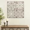 imageDeco 79 Metal Fleur De Lis Home Wall Decor Wire Scroll Wall Sculpture with Gold Accents Set of 4 Wall Art 16quotW 16quotH Brown14L x 14W