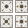 imageDeco 79 Metal Fleur De Lis Home Wall Decor Wire Scroll Wall Sculpture with Gold Accents Set of 4 Wall Art 16quotW 16quotH Brown16L x 16W