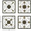 imageDeco 79 Metal Fleur De Lis Home Wall Decor Wire Scroll Wall Sculpture with Gold Accents Set of 4 Wall Art 16quotW 16quotH Brown16L x 16W