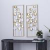 imageDeco 79 Metal Floral Cutout Wall Decor with White Accents Set of 2 12quotW 34quotH Gold12L x 15W