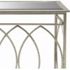 imageDeco 79 Metal Geometric Console Table with Mirrored Glass Top 54quot x 16quot x 32quot Silver