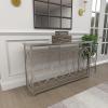 imageDeco 79 Metal Geometric Console Table with Mirrored Glass Top 54quot x 16quot x 32quot Silver