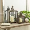 imageDeco 79 Metal Indoor Outdoor Candle Lantern Decorative Lantern Candle Holder Set of 2 Lantern 24quot 18quotH Brown10x17x5