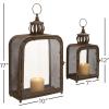 imageDeco 79 Metal Indoor Outdoor Candle Lantern Decorative Lantern Candle Holder Set of 2 Lantern 24quot 18quotH Brown10x17x5