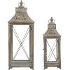 imageDeco 79 Metal Indoor Outdoor Candle Lantern Decorative Lantern Candle Holder Set of 2 Lantern 24quot 18quotH Brown2 PIECES LARGE SIZE