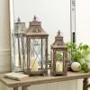 imageDeco 79 Metal Indoor Outdoor Candle Lantern Decorative Lantern Candle Holder Set of 2 Lantern 24quot 18quotH Brown2 PIECES LARGE SIZE