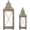 imageDeco 79 Metal Indoor Outdoor Candle Lantern Decorative Lantern Candle Holder Set of 2 Lantern 24quot 18quotH Brown2 PIECES LARGE SIZE