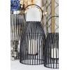 imageDeco 79 Metal Indoor Outdoor Candle Lantern Decorative Lantern Candle Holder with Handle Lantern 8quot x 8quot x 12quot BlackBlack