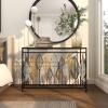 imageDeco 79 Metal Leaf Console Table with Glass Top and Gold Accents 44quot x 16quot x 30quot BlackBlack