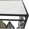 imageDeco 79 Metal Leaf Console Table with Glass Top and Gold Accents 44quot x 16quot x 30quot BlackBlack