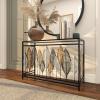 imageDeco 79 Metal Leaf Console Table with Glass Top and Gold Accents 44quot x 16quot x 30quot BlackBlack