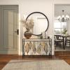 imageDeco 79 Metal Leaf Console Table with Glass Top and Gold Accents 44quot x 16quot x 30quot BlackBlack