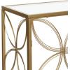 imageDeco 79 Metal Leaf Console Table with Glass Top and Gold Accents 44quot x 16quot x 30quot BlackGold