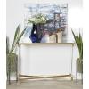 imageDeco 79 Metal Leaf Console Table with Glass Top and Gold Accents 44quot x 16quot x 30quot BlackGold