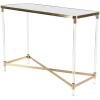 imageDeco 79 Metal Leaf Console Table with Glass Top and Gold Accents 44quot x 16quot x 30quot BlackGold