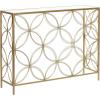 imageDeco 79 Metal Leaf Console Table with Glass Top and Gold Accents 44quot x 16quot x 30quot BlackGold