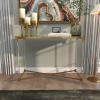 imageDeco 79 Metal Leaf Console Table with Glass Top and Gold Accents 44quot x 16quot x 30quot BlackGold