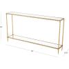 imageDeco 79 Metal Leaf Console Table with Glass Top and Gold Accents 44quot x 16quot x 30quot BlackGold