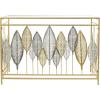 imageDeco 79 Metal Leaf Console Table with Glass Top and Gold Accents 44quot x 16quot x 30quot BlackGold