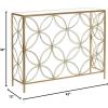 imageDeco 79 Metal Leaf Console Table with Glass Top and Gold Accents 44quot x 16quot x 30quot BlackGold