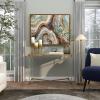 imageDeco 79 Metal Leaf Console Table with Glass Top and Gold Accents 44quot x 16quot x 30quot BlackGold