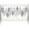 imageDeco 79 Metal Leaf Console Table with Glass Top and Gold Accents 44quot x 16quot x 30quot BlackSilver