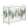 imageDeco 79 Metal Leaf Console Table with Glass Top and Gold Accents 44quot x 16quot x 30quot BlackSilver
