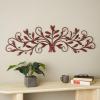 imageDeco 79 Metal Leaf Home Wall Decor Long Scrolled Wall Sculpture with Beaded Accents Wall Art 47quot x 1quot x 14quot RedRed