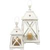 imageDeco 79 Metal Lighthouse Style Decorative Candle Lantern Set of 2 19quot 12quotH WhiteWhite