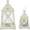 imageDeco 79 Metal Lighthouse Style Decorative Candle Lantern Set of 2 19quot 12quotH WhiteWhite