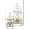 imageDeco 79 Metal Lighthouse Style Decorative Candle Lantern Set of 2 19quot 12quotH WhiteWhite