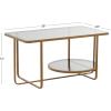 imageDeco 79 Metal Living Room Coffee Table 1 Shelf Table with Mirrored Glass Top Center Table 36quot x 20quot x 18quot GoldGold