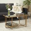 imageDeco 79 Metal Living Room Coffee Table 1 Shelf Table with Mirrored Glass Top Center Table 36quot x 20quot x 18quot GoldGold
