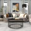 imageDeco 79 Metal Living Room Coffee Table Open Wire Frame Table with Shaded Glass Top Center Table 32quot x 32quot x 15quot BlackBlack