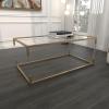 imageDeco 79 Metal Living Room Coffee Table Table with Clear Glass Top and Acrylic Legs Center Table 46quot x 26quot x 19quot GoldGold